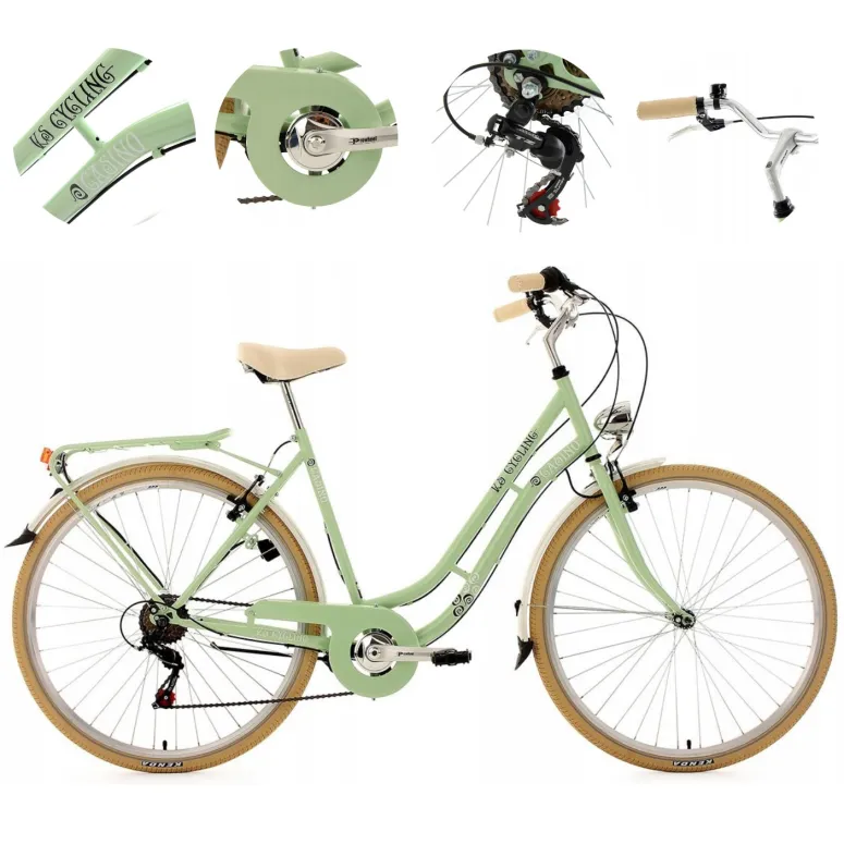 Rower Miejski Damski 28 Bagażnik Błotniki Dzwonek Osłona V Brake Stopka