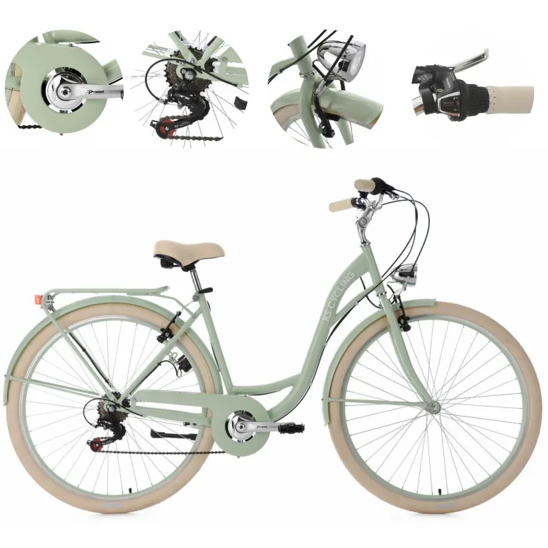 Rower Miejski Damski 28 Stal Retro Błotniki Bagażnik Oświetlenie Dzwonek