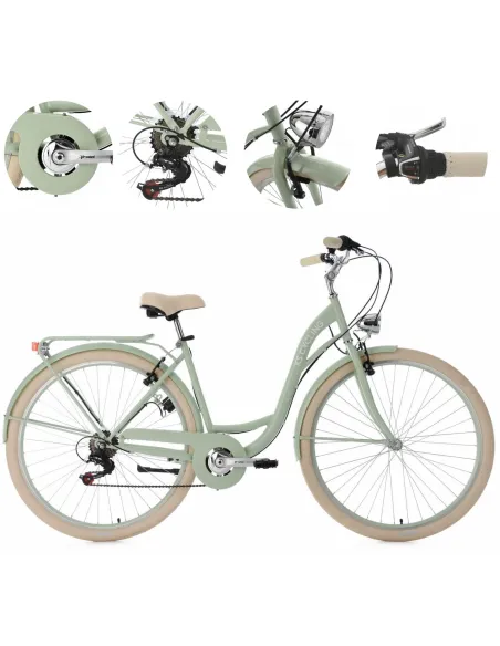 Rower Miejski Damski 28 Stal Retro Błotniki Bagażnik Oświetlenie Dzwonek