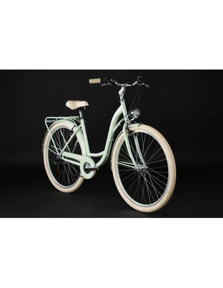 Rower Miejski Damski 28 Stal Retro Błotniki Bagażnik Oświetlenie Dzwonek