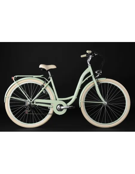 Rower Miejski Damski 28 Stal Retro Błotniki Bagażnik Oświetlenie Dzwonek