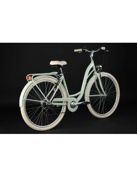 Rower Miejski Damski 28 Stal Retro Błotniki Bagażnik Oświetlenie Dzwonek