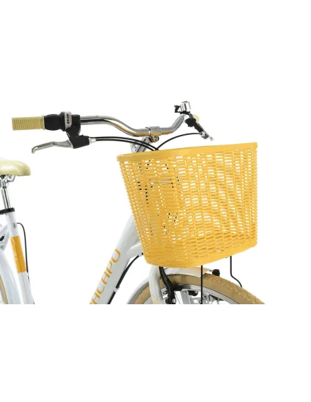 Rower Miejski Damka Retro 28 Koszyk 6 Biegów Wygodne Siodełko Akcesoria LED