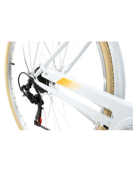 Rower Miejski Damka Retro 28 Koszyk 6 Biegów Wygodne Siodełko Akcesoria LED