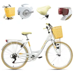 Rower Miejski 26 Damski Dziewczęcy Z Koszykiem Bagażnik Błotniki V Brake