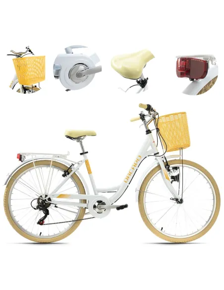 Rower Miejski 26 Damski Dziewczęcy Z Koszykiem Bagażnik Błotniki V Brake