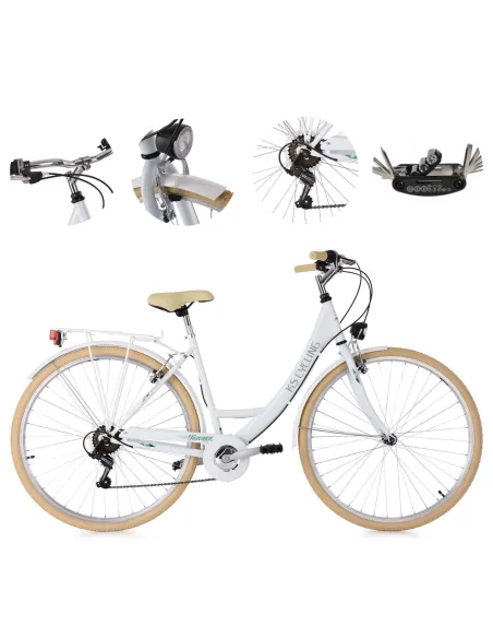 Rower Damski 26 Stal Młodzieżowy Bagażnik Dzwonek Światła Błotnik Osłona