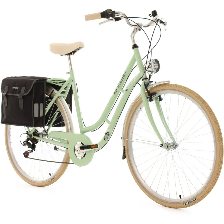 Damski Rower Miejski Sakwy 28 Jasne Opony Dynamo
