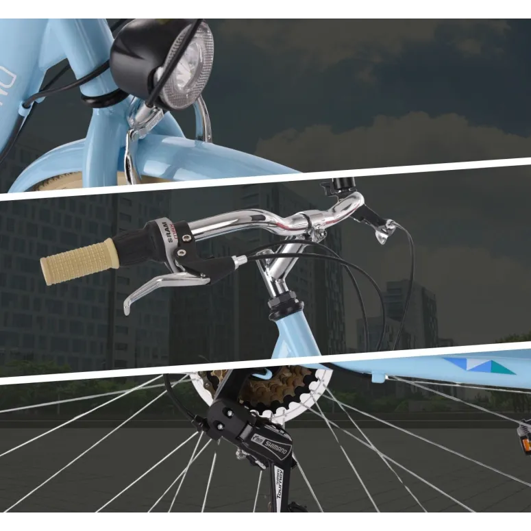 Damski Rower Miejski 28 Stal Światła Bagażnik Stopka Błotniki Damka Osłona