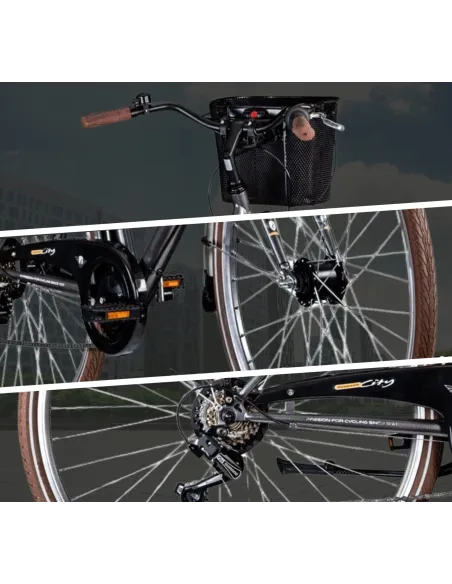 Rower Miejski Damski 28 Koszyk Damka Oświetlenie Dynamo Bagażnik Dzwonek