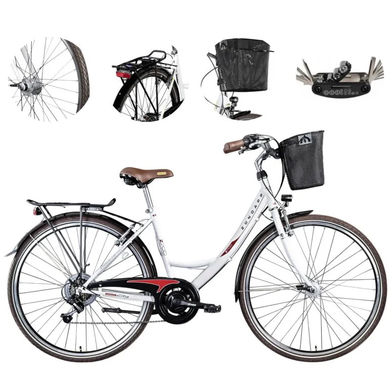 Rower Miejski Damski 28 Damka Dynamo Koszyk Oświetlenie Dzwonek Błotniki