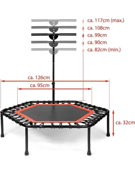 Trampolina Fitness z Uchwytem SportPlus SP-T-111F 126 cm 130 kg Składana