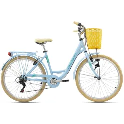 Rower Miejski Damski 26 Błotniki Bagaż 6 bieg Dzwonek Światła Koszyk Stopka