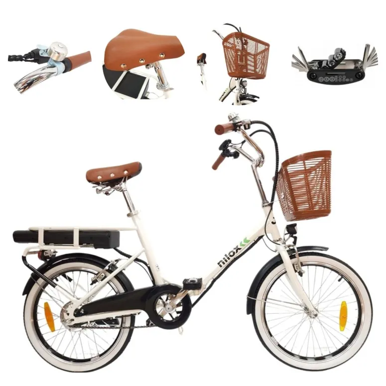 Elektryczny Rower Składany 20 Unisex Błotniki Bagaż Światła Składak Koszyk