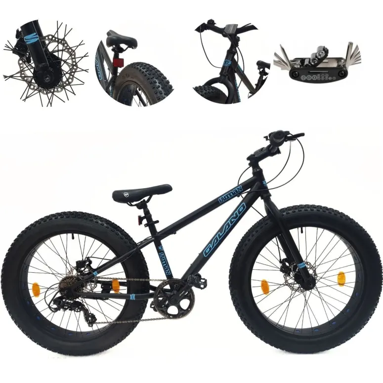 Rower Dziecięcy Fatbike MTB 24 Unisex 7 Biegów Revo Tarcze Dzwonek Stopka