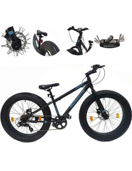 Rower Dziecięcy Fatbike MTB 24 Unisex 7 Biegów Revo Tarcze Dzwonek Stopka