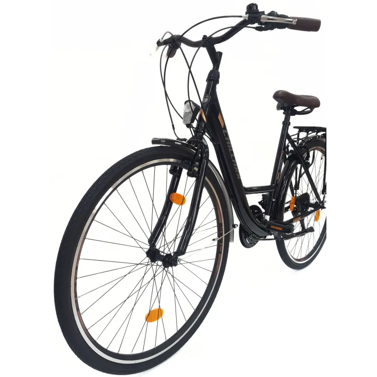 Rower Miejski Uniwersalny 28 Oświetlenie Dzwonek 21 Biegów Stopka Bagażnik