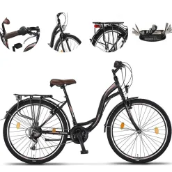 Rower Miejski Damski 26 Dziewczęcy 21 Biegów Revo Błotniki Dzwonek Stopka