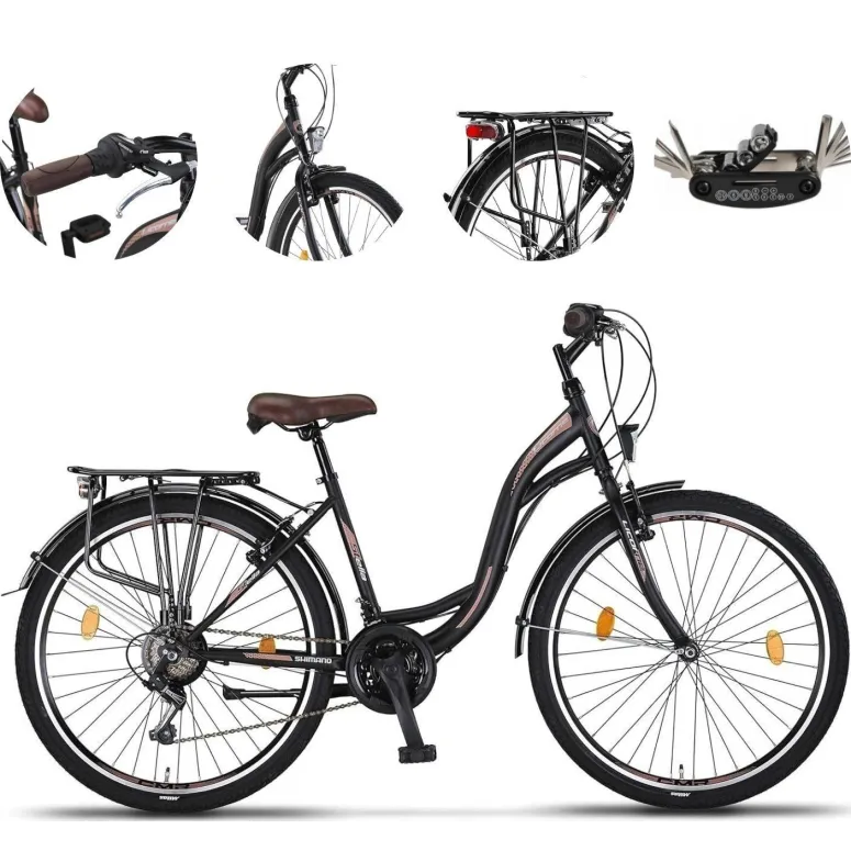 Rower Miejski Damski 26 Dziewczęcy 21 Biegów Revo Błotniki Dzwonek Stopka