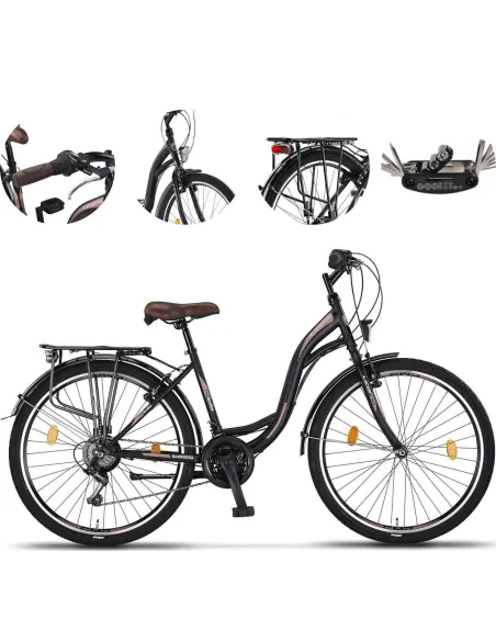 Rower Miejski Damski 26 Dziewczęcy 21 Biegów Revo Błotniki Dzwonek Stopka