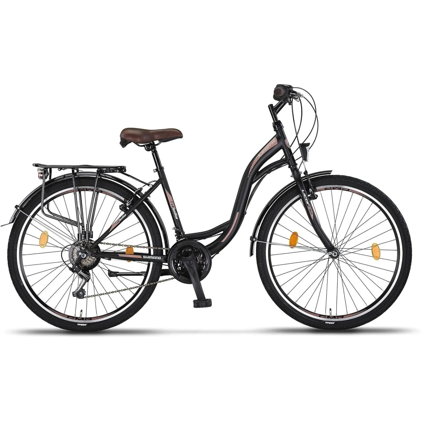 Rower Miejski Uniwersalny 26 Revo 21 Biegów Bagażnik Światła Dzwonek Stopka