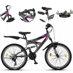 Rower Górski Dziecięcy 24 MTB Młodzieżowy Dzwonek Odblaski Stopka Revo Stal