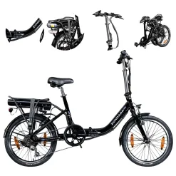 Elektryczny Rower Miejski 20 Składak 250W Wspomaganie ALU Bagażnik Dzwonek