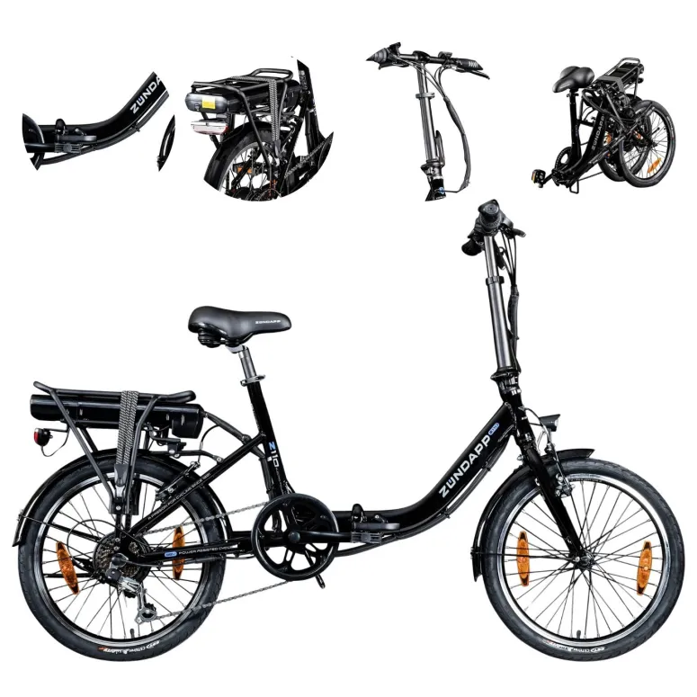 Elektryczny Rower Miejski 20 Składak 250W Wspomaganie ALU Bagażnik Dzwonek