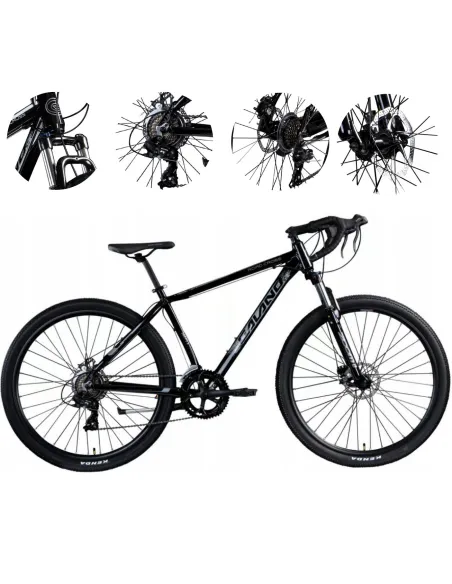 Rower Szosowy Uniwersalny 29 Przełajowy Aluminiowy Tarcze 14 Biegów Dzwonek