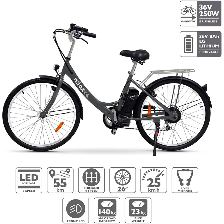 Elektryczny Rower Miejski 26 NILOX X5 Wspomaganie