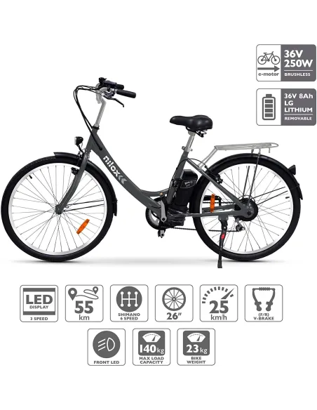Elektryczny Rower Miejski 26 NILOX X5 Wspomaganie