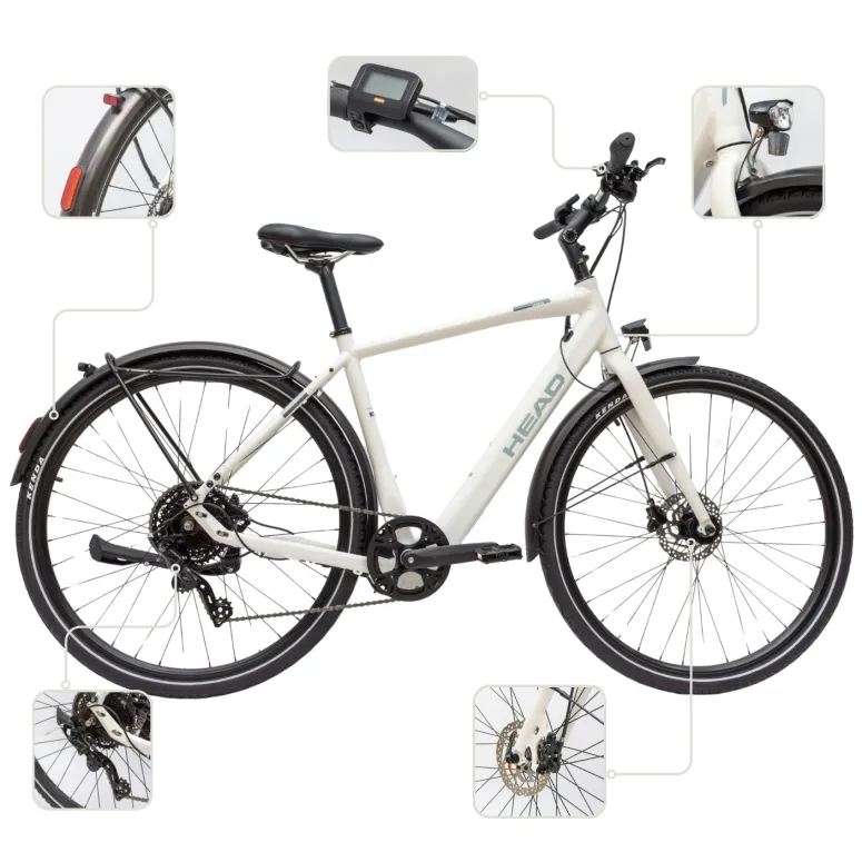 Rower Elektryczny Męski Trekkingowy 28 HEAD 250W Bafang Hydraulika Lekki