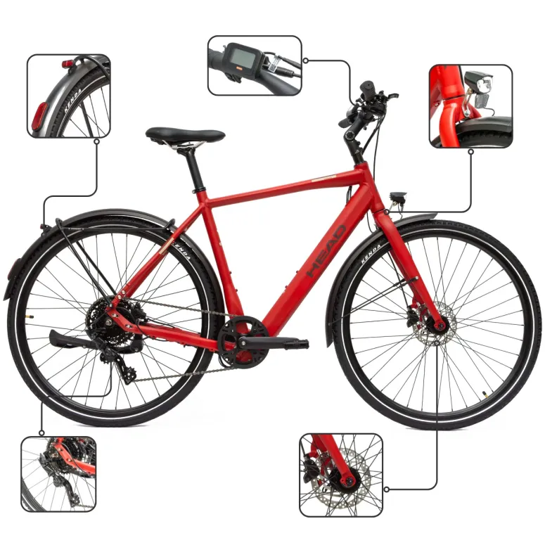 Rower Elektryczny Męski Trekkingowy 28 HEAD 250W Bafang Hydraulika Lekki