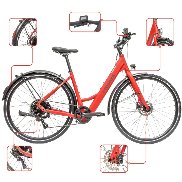 Rower Elektryczny Damski Trekkingowy 28 HEAD 250W Bafang Hydraulika Lekki