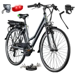 Rower Elektryczny Damski Męski 28" Trekkingowy ALU Shimano 250W Wspomaganie