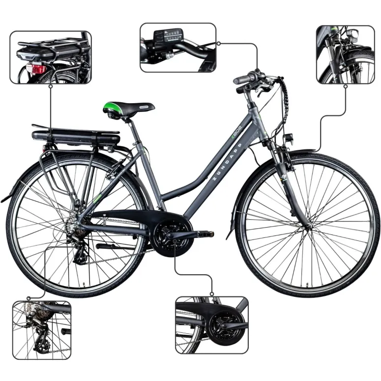 Rower Elektryczny Damski Męski 28" Trekkingowy ALU Shimano 250W Wspomaganie