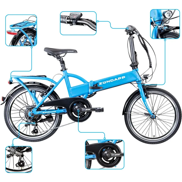 Elektryczny Rower Składany Miejski 20 ALU 250 W Składak Męski Damski Stopka