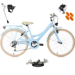 Rower Dziecięcy Miejski 24" Dziewczęcy SHIMANO Błotniki Bagażnik Światła