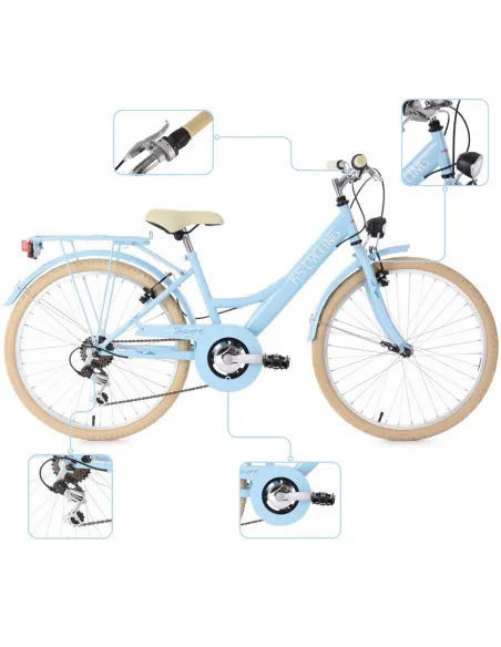 Rower Dziecięcy Miejski 24" Dziewczęcy SHIMANO Błotniki Bagażnik Światła