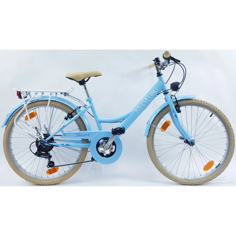 Rower Dziecięcy Miejski 24" Dziewczęcy SHIMANO Błotniki Bagażnik Światła