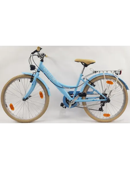 Rower Dziecięcy Miejski 24" Dziewczęcy SHIMANO Błotniki Bagażnik Światła