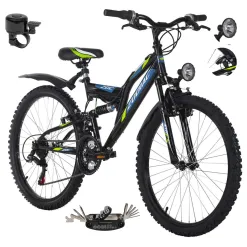 Rower Chłopięcy Górski Koła 24" Junior MTB SHIMANO Oświetlenie Dynamo Amory