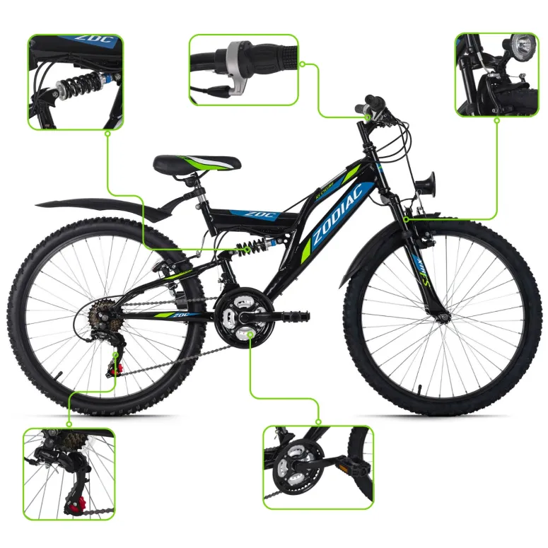 Rower Chłopięcy Górski Koła 24" Junior MTB SHIMANO Oświetlenie Dynamo Amory