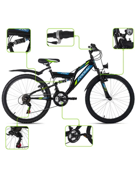 Rower Chłopięcy Górski Koła 24" Junior MTB SHIMANO Oświetlenie Dynamo Amory