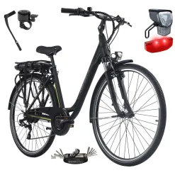 Elektryczny Rower Miejski 28 Damski Męski LED Wspomaganie 5 Tryb Aluminiowy