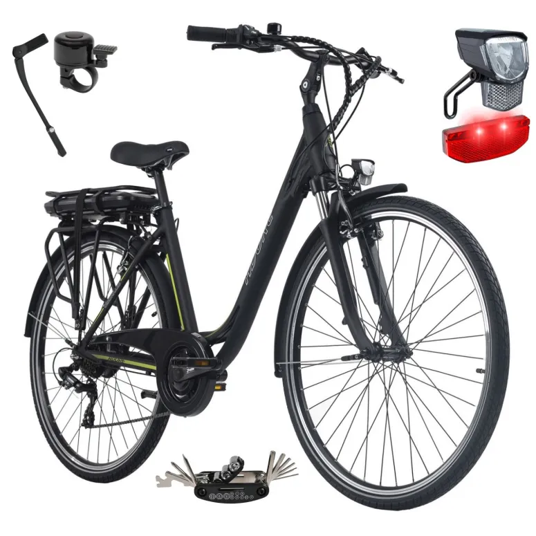 Elektryczny Rower Miejski 28 Damski Męski LED Wspomaganie 5 Tryb Aluminiowy