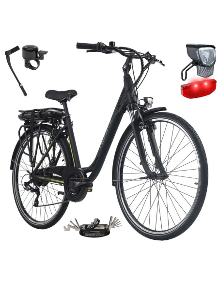 Elektryczny Rower Miejski 28 Damski Męski LED Wspomaganie 5 Tryb Aluminiowy