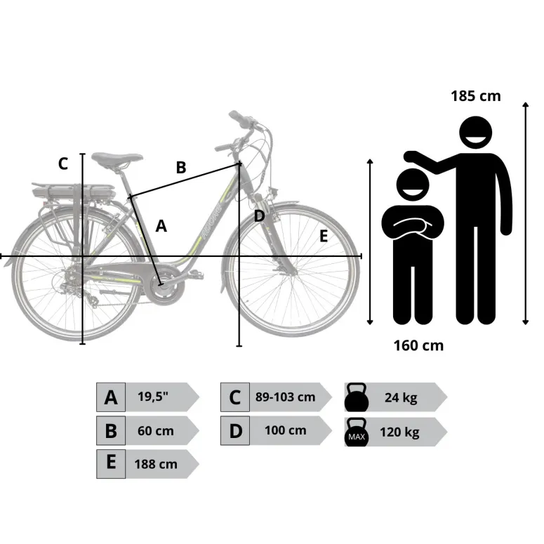 Elektryczny Rower Miejski 28 Damski Męski LED Wspomaganie 5 Tryb Aluminiowy