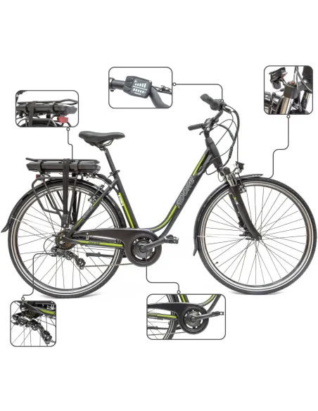 Elektryczny Rower Miejski 28 Damski Męski LED Wspomaganie 5 Tryb Aluminiowy