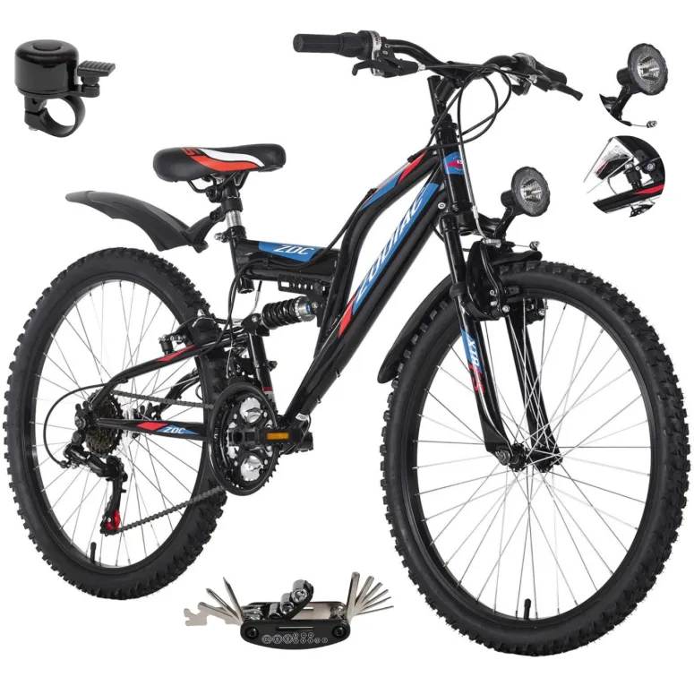 Rower Chłopięcy Górski Koła 24" Junior MTB SHIMANO Amory Oświetlenie Dynamo
